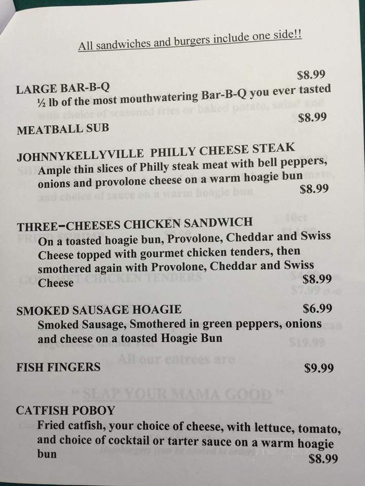 JohnnyKellyVille Beach Bar & Grill - Batesville, MS menu_pic