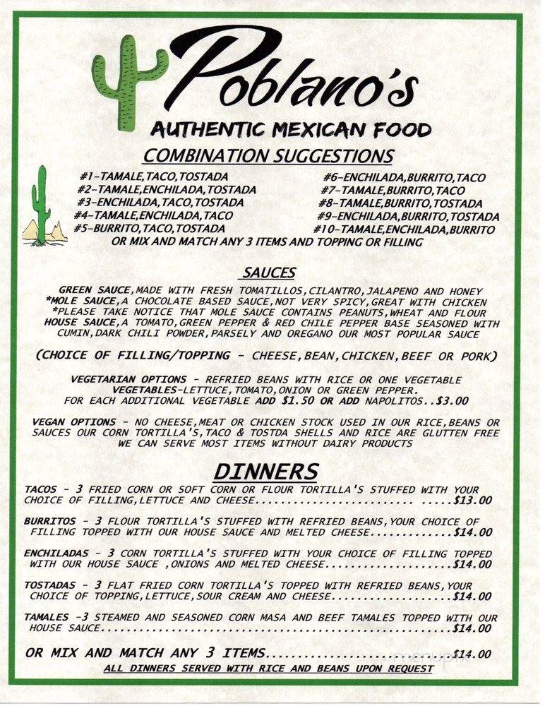 Poblanos Authentic Mexican Food - Glens Falls, NY menu_pic