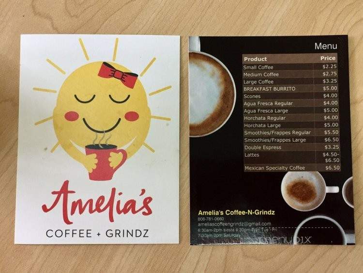 Amelia's Coffee + Grindz - Honolulu, HI menu_pic