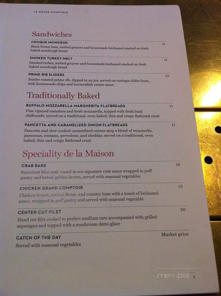 Le Grand Comptoir - Houston, TX menu_pic
