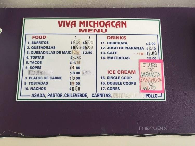 Viva Michoacan Taqueria - San Jose, CA menu_pic