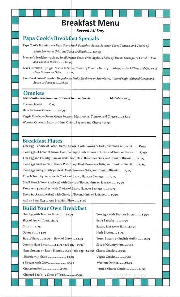 Cook's Country Kitchen - White Sulphur Springs, WV menu_pic