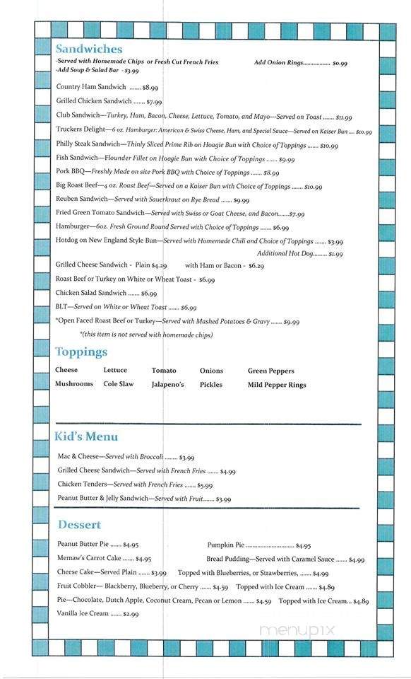 Cook's Country Kitchen - White Sulphur Springs, WV menu_pic