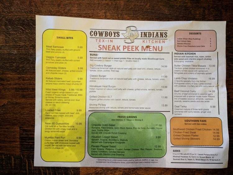 Cowboys & Indians Tex-In Kitchen - Houston, TX menu_pic