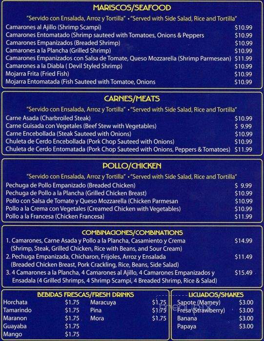 Restaurant and Bakery Salvadorena - Charlotte, NC menu_pic