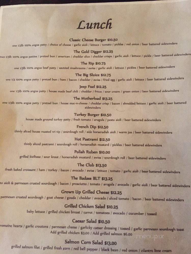 The Rustic Divide - Georgetown, CA menu_pic