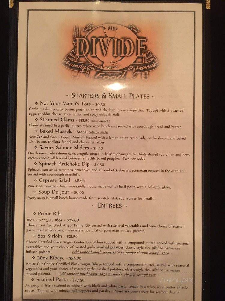 The Rustic Divide - Georgetown, CA menu_pic