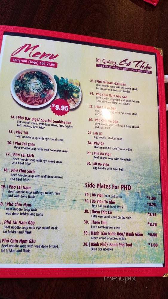 Mi Quang Co Thao - San Jose, CA menu_pic