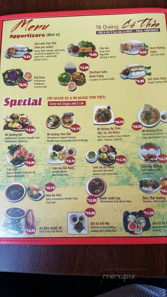 Mi Quang Co Thao - San Jose, CA menu_pic