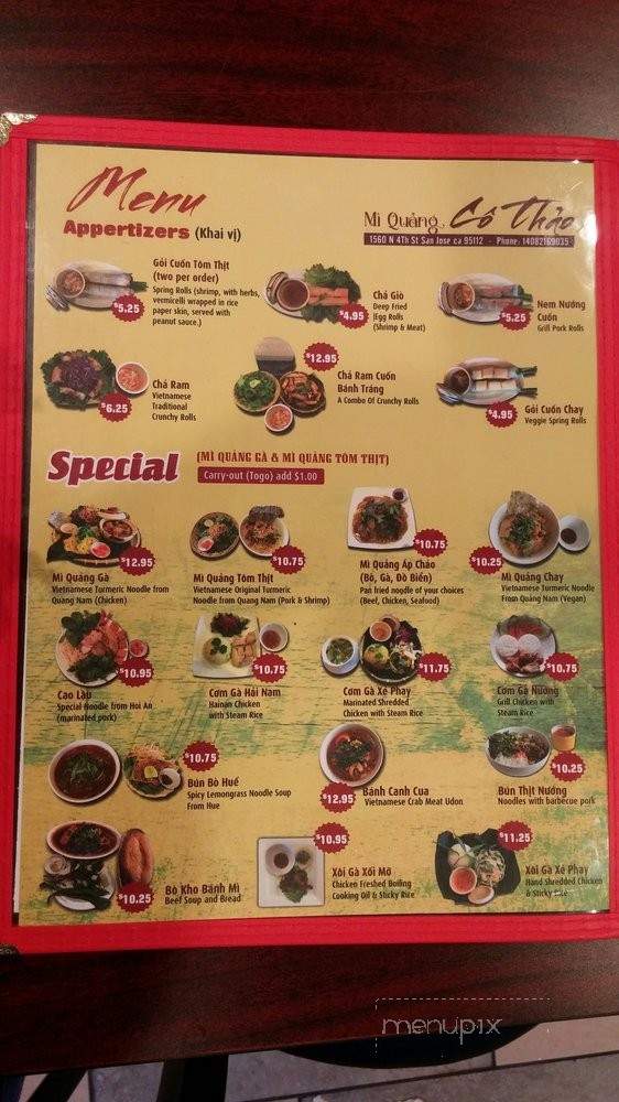 Mi Quang Co Thao - San Jose, CA menu_pic