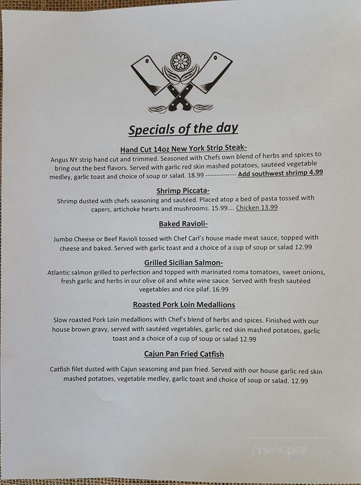 Chef Carl's Roadhouse - Cleveland, TN menu_pic