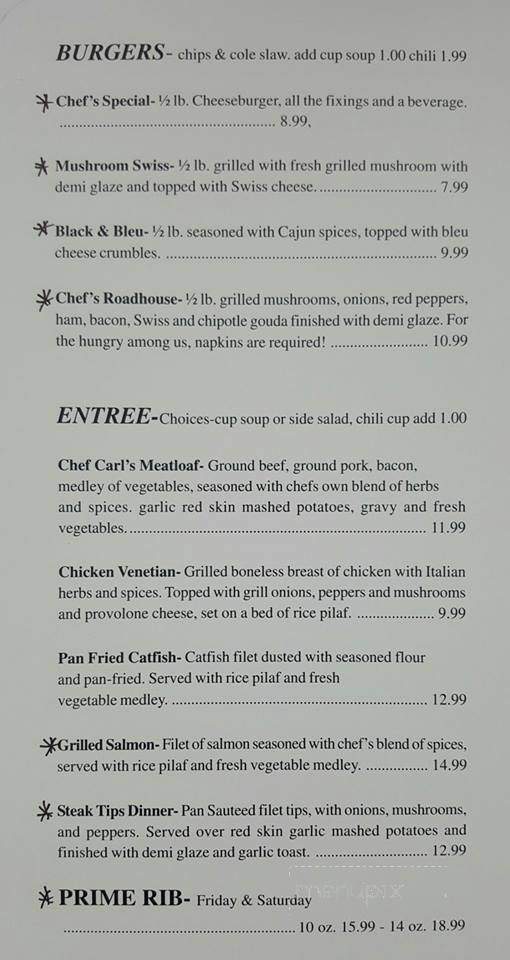 Chef Carl's Roadhouse - Cleveland, TN menu_pic