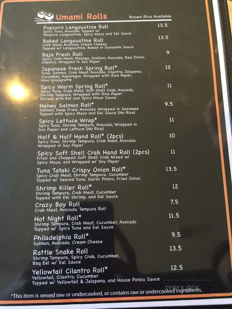 Umami - Fayetteville, NC menu_pic