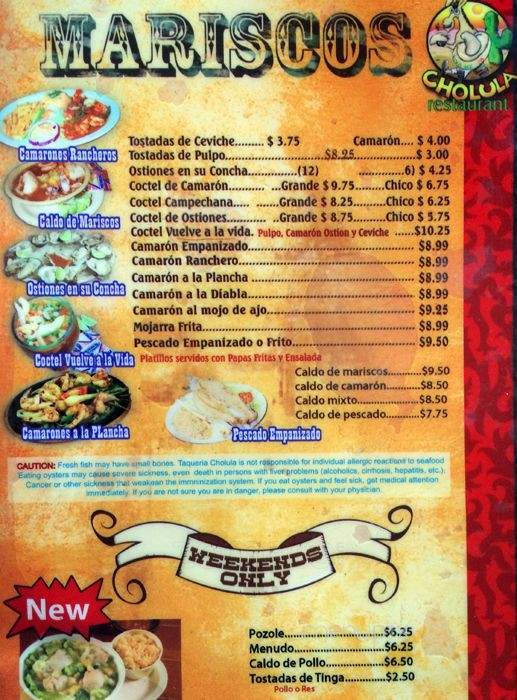 Taqueria Cholula - Glendale, AZ menu_pic