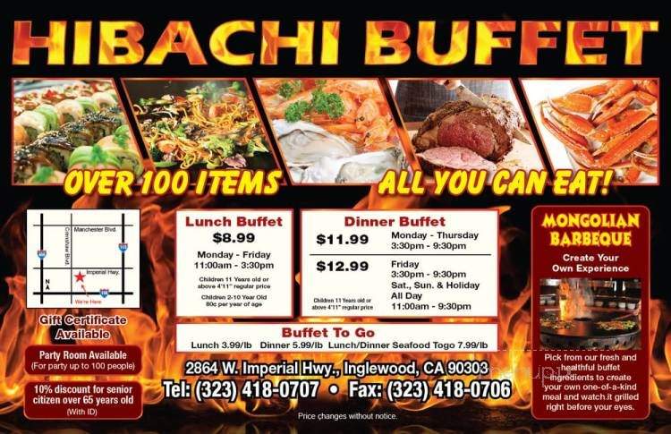 Hibachi Buffet - Inglewood, CA menu_pic