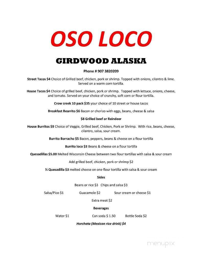 Oso Loco - Anchorage, AK menu_pic