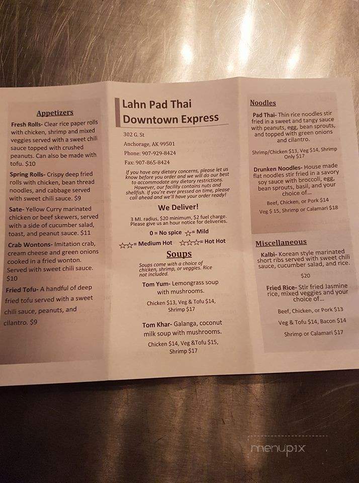 Lahn Pad Thai Downtown Express - Anchorage, AK menu_pic