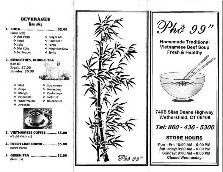 Pho 99 - Wethersfield, CT menu_pic