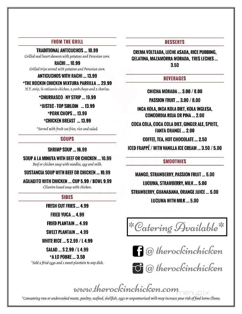The Rockin Chicken - Hartford, CT menu_pic