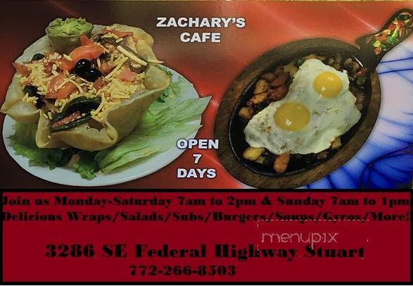 Zachary's Cafe - Stuart, FL menu_pic