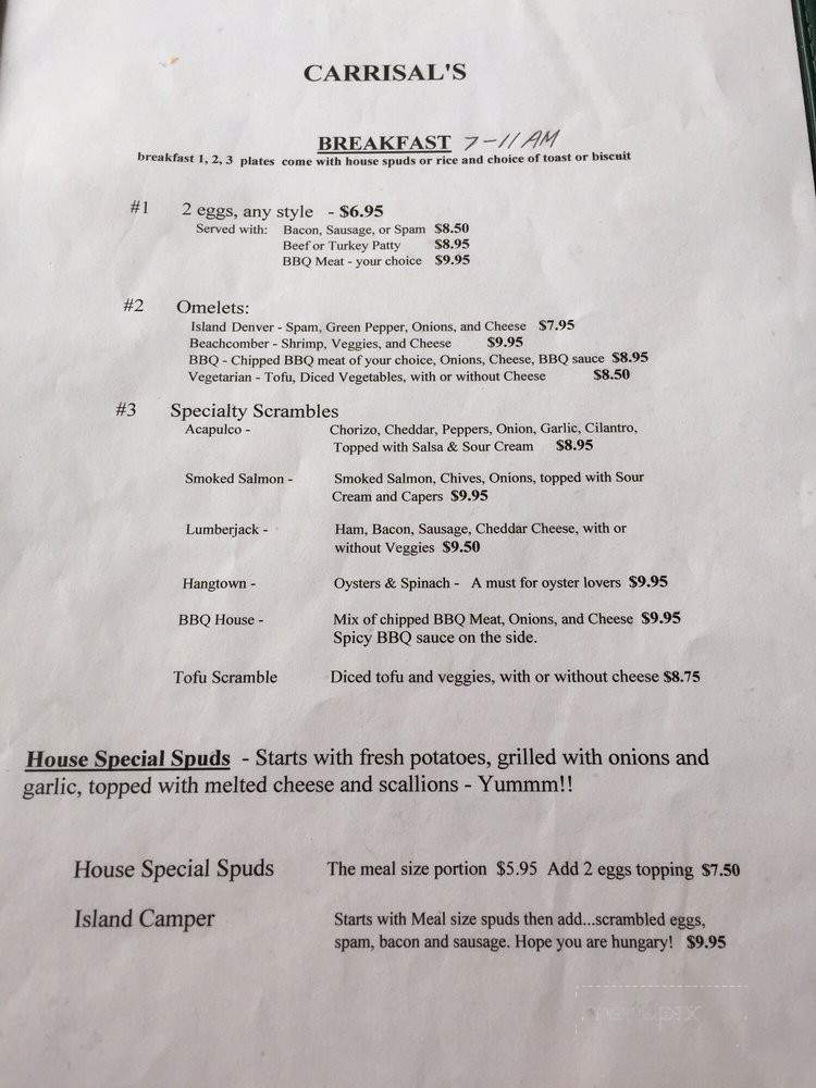 Carrisal Cuisine - Keaau, HI menu_pic