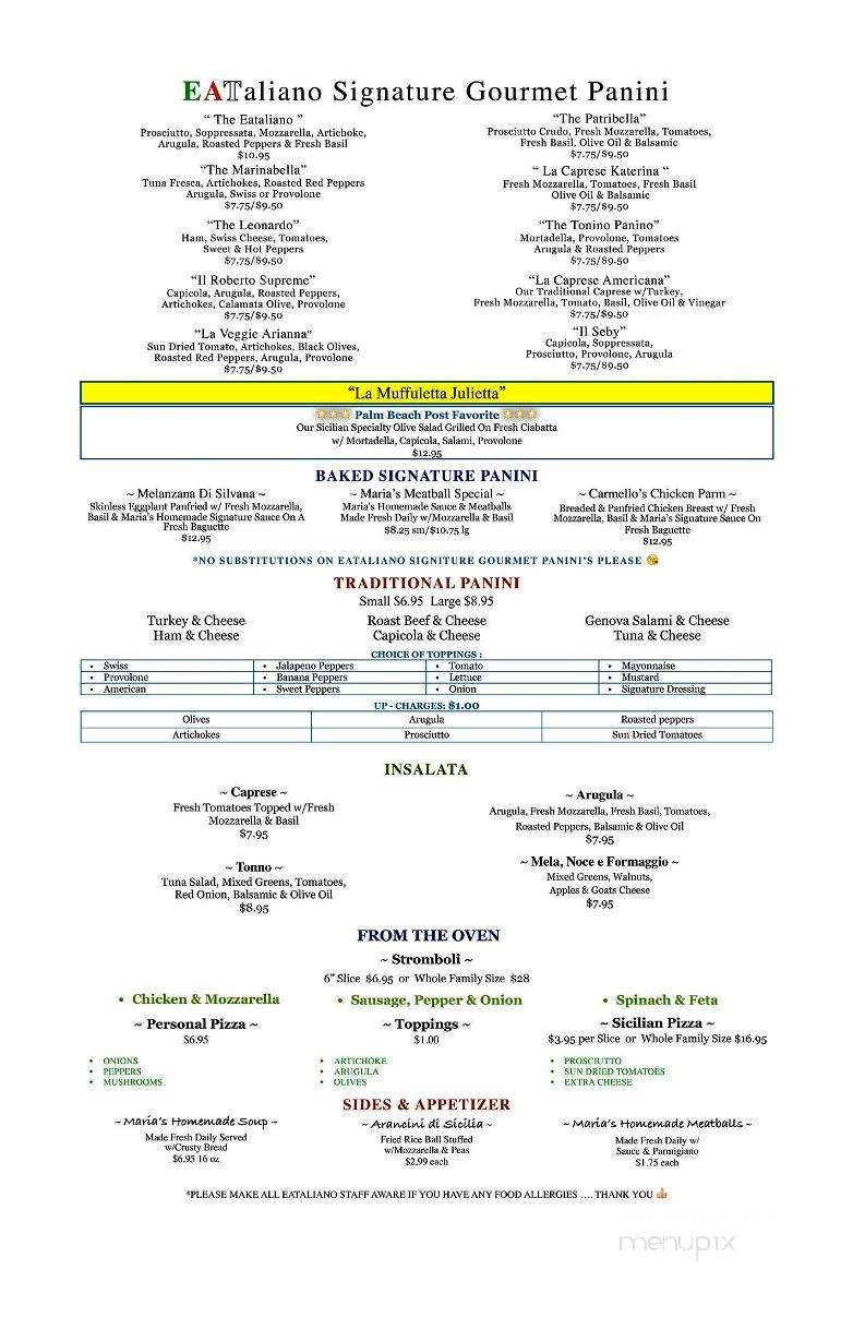EATaliano Panini & Gelato Bar - Tequesta, FL menu_pic