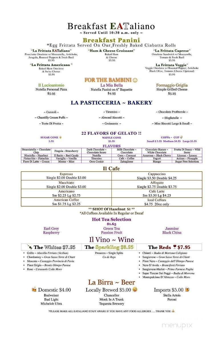 EATaliano Panini & Gelato Bar - Tequesta, FL menu_pic