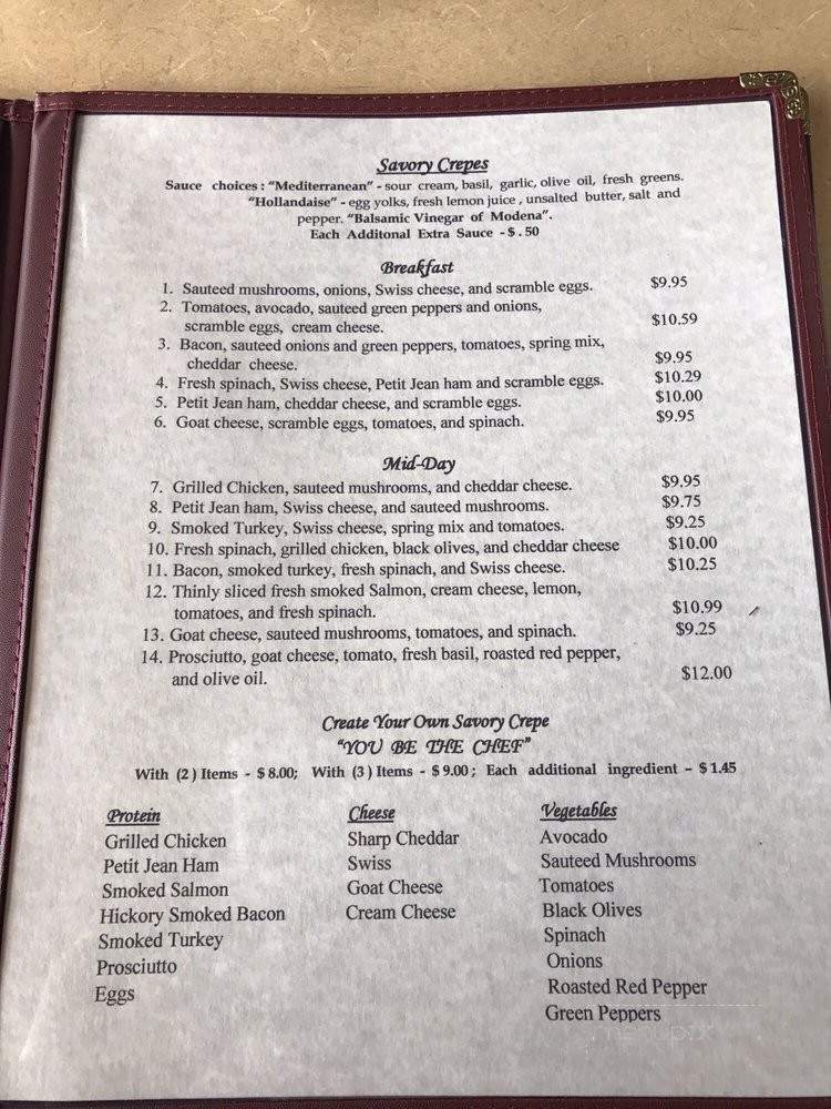 Alexa's Creperie - Hot Springs National Park, AR menu_pic