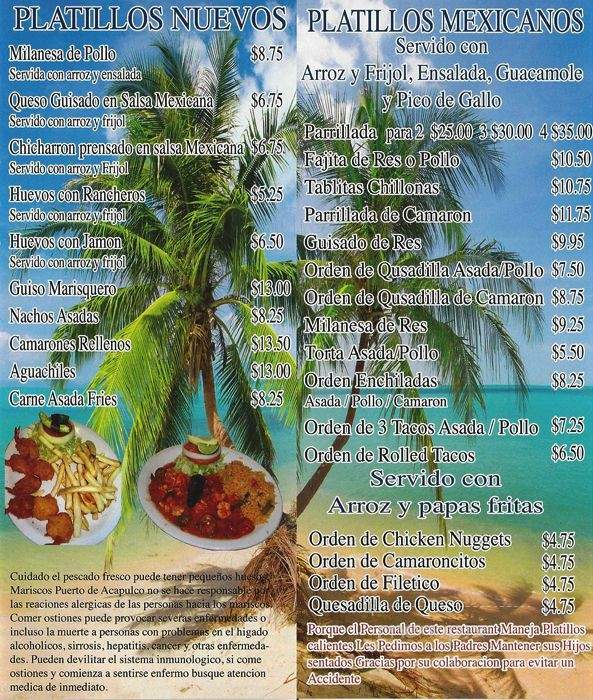 Marisco's El Puerto De Acapulco - Fort Worth, TX menu_pic