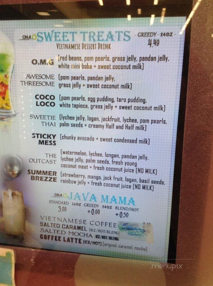 Cha2o - West Covina, CA menu_pic