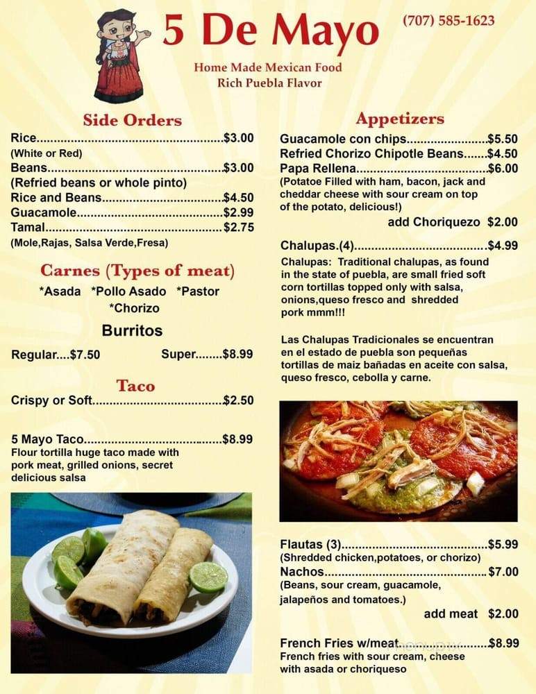 5 De Mayo - Rohnert Park, CA menu_pic