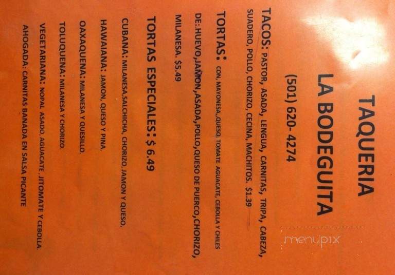 Taqueria La Bodeguita - Hot Springs, AR menu_pic