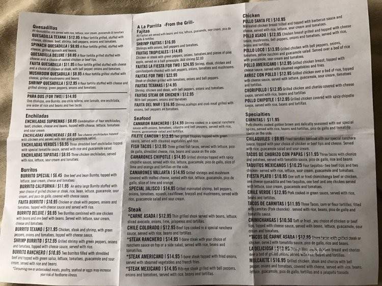 La Fiesta Mexican Bar & Grill - Altoona, PA menu_pic