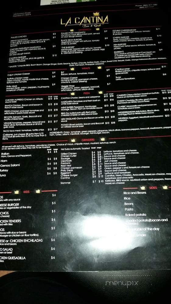 La Cantina Bar and Grill - Plainfield, CT menu_pic