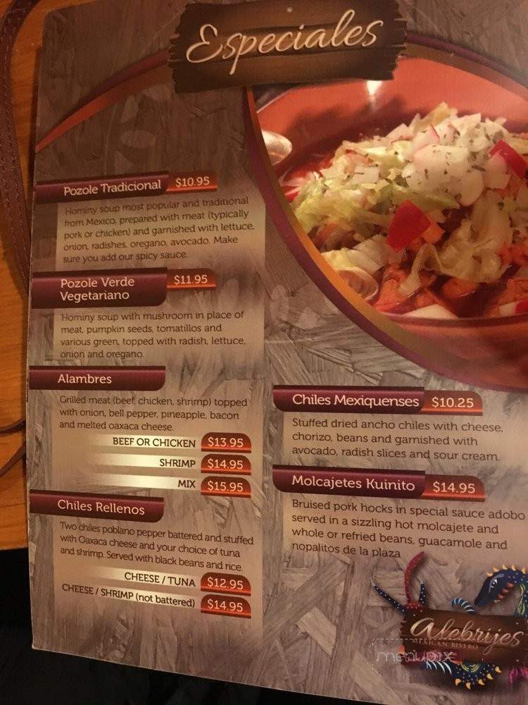 Alebrijes Mexican Bistro - Incline Village, NV menu_pic