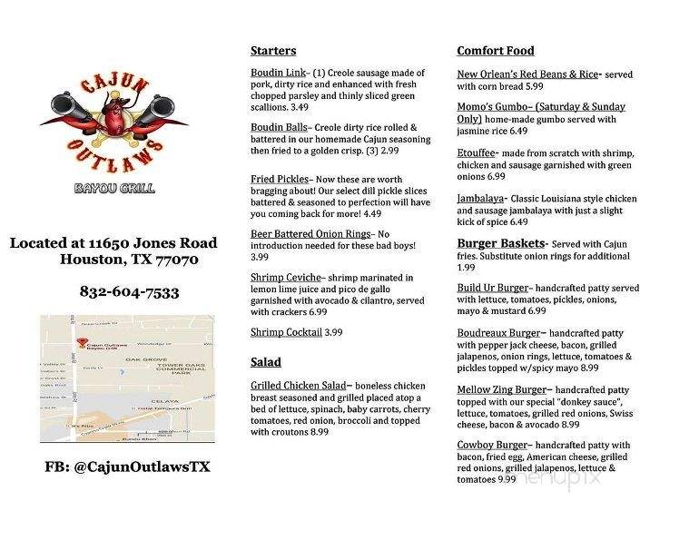 Cajun Outlaws Bayou Grill - Houston, TX menu_pic