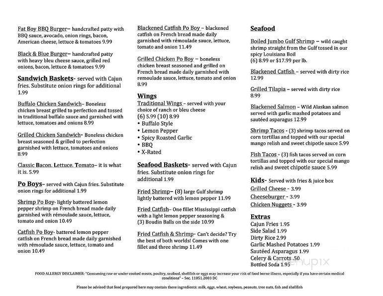 Cajun Outlaws Bayou Grill - Houston, TX menu_pic