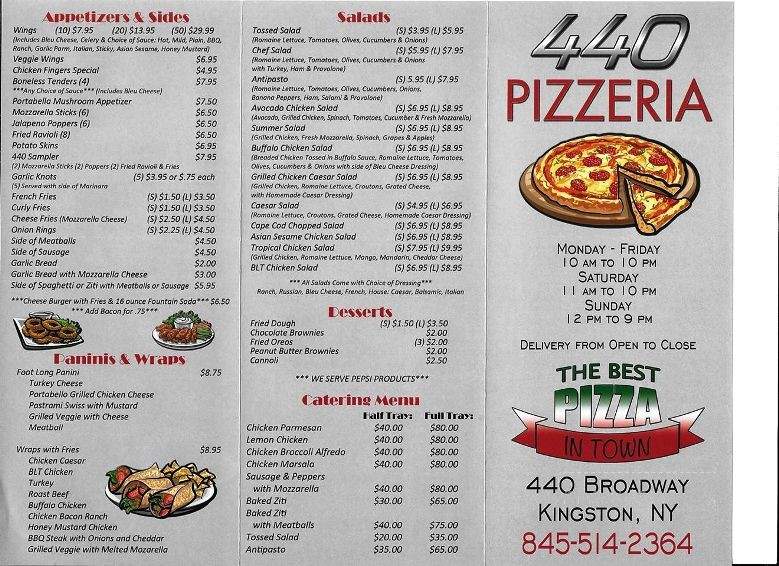 Menu of 440 Pizzeria in Kingston, NY 12401