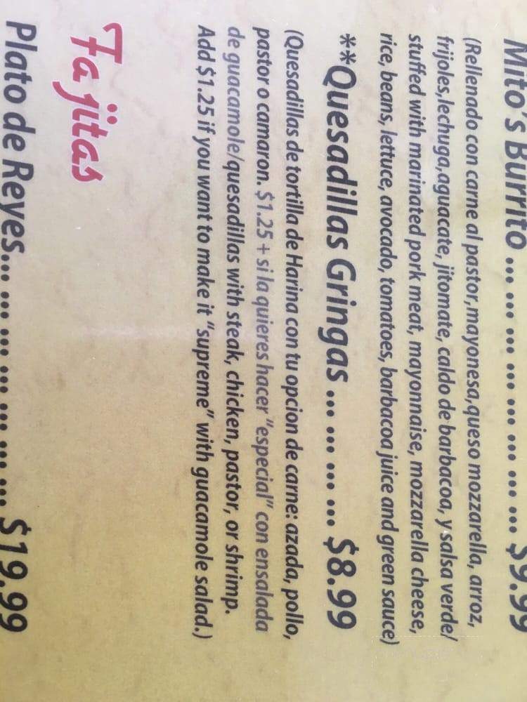 Taqueria El Rey - Martinez, GA menu_pic