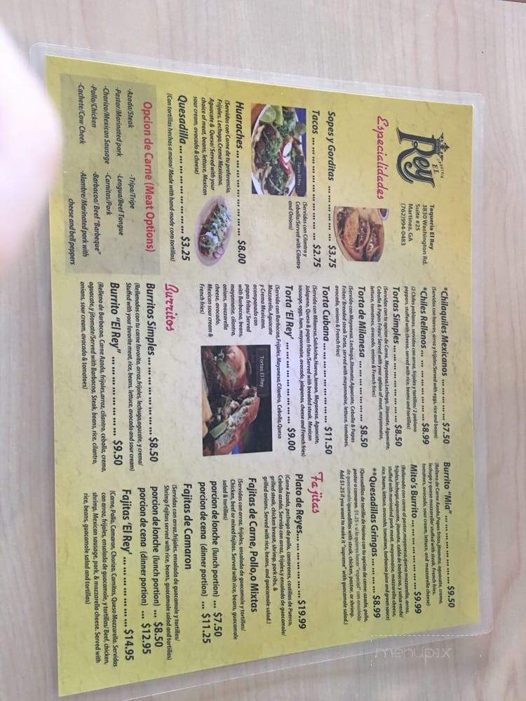 Taqueria El Rey - Martinez, GA menu_pic