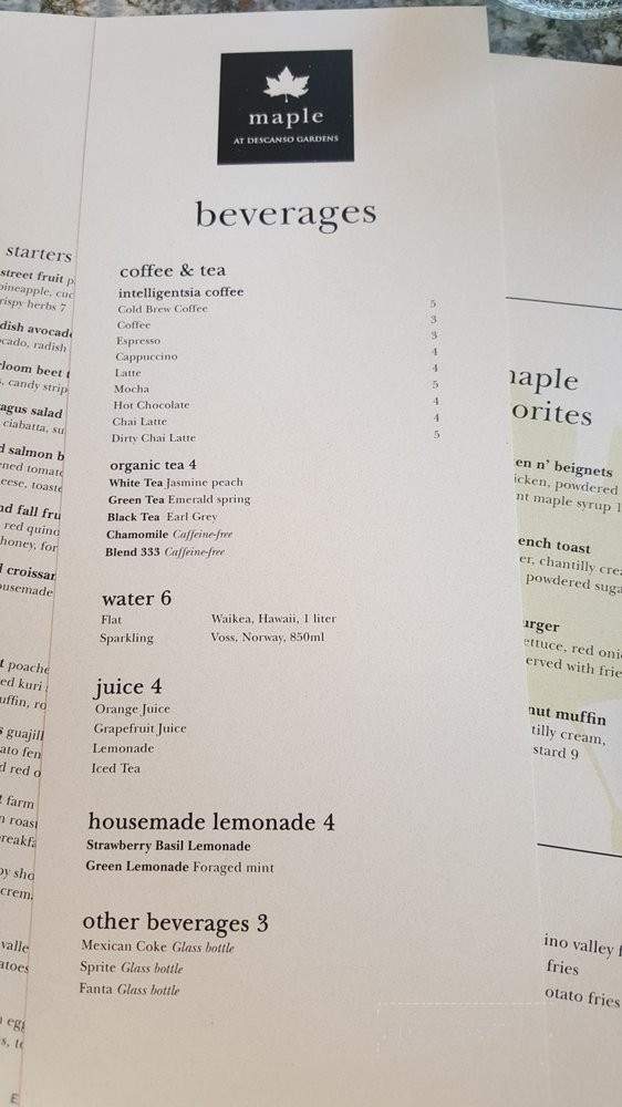 Maple - La Canada Flintridge, CA menu_pic