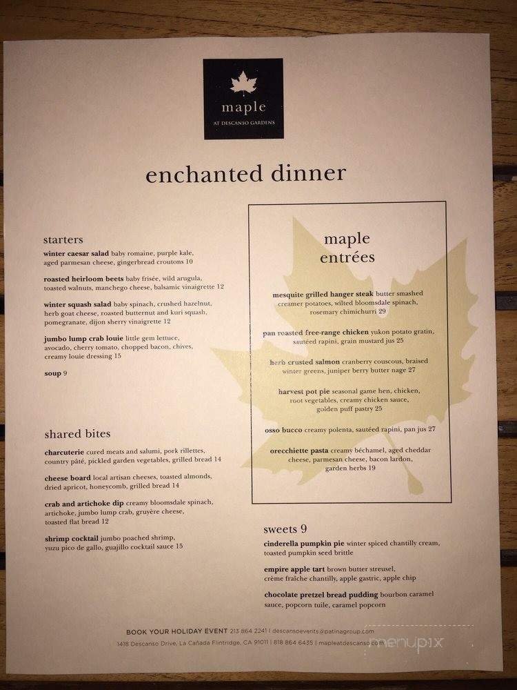 Maple - La Canada Flintridge, CA menu_pic