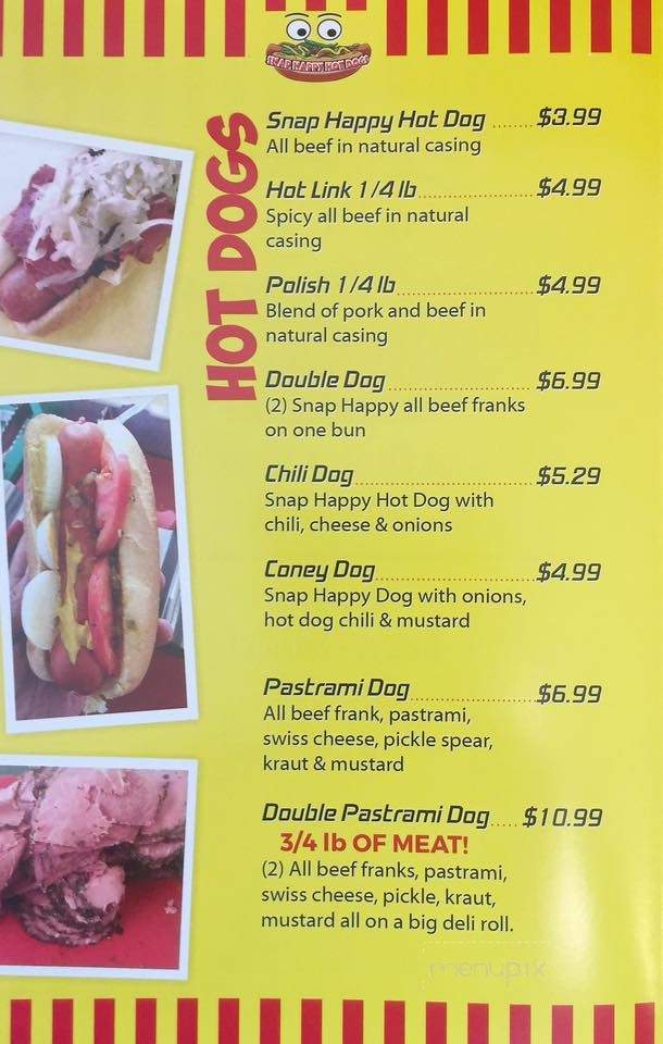 Snap Happy Hot Dogs - Albany, OR menu_pic