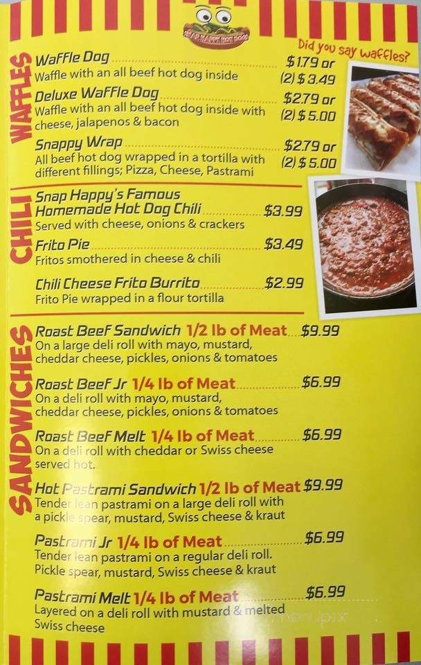 Snap Happy Hot Dogs - Albany, OR menu_pic