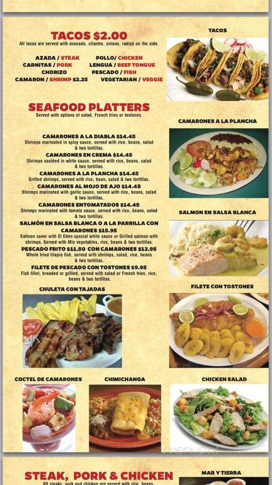 Jv El Eden Restaurant - Frederick, MD menu_pic
