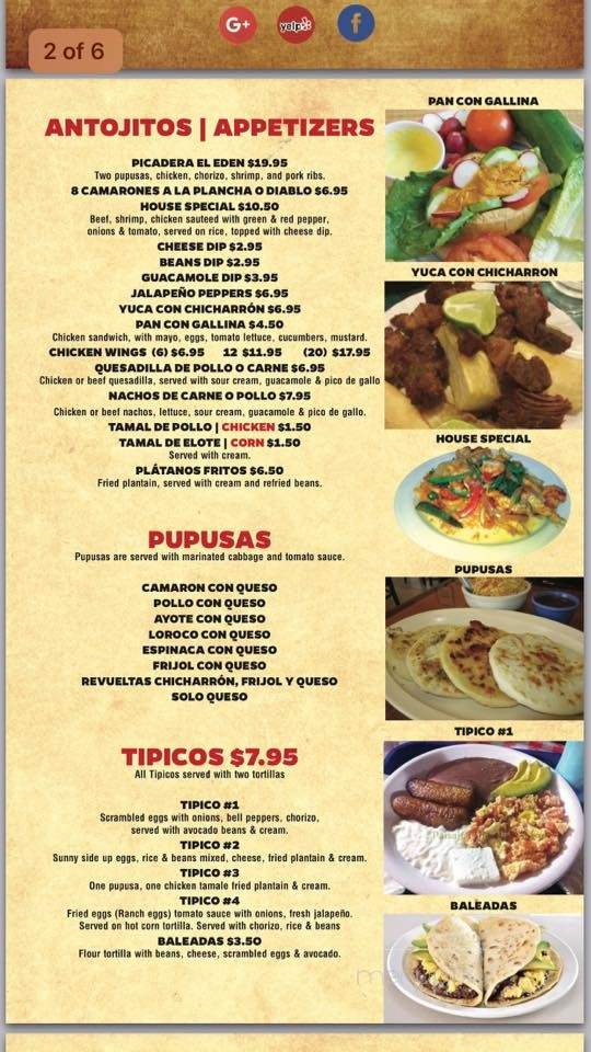 Jv El Eden Restaurant - Frederick, MD menu_pic