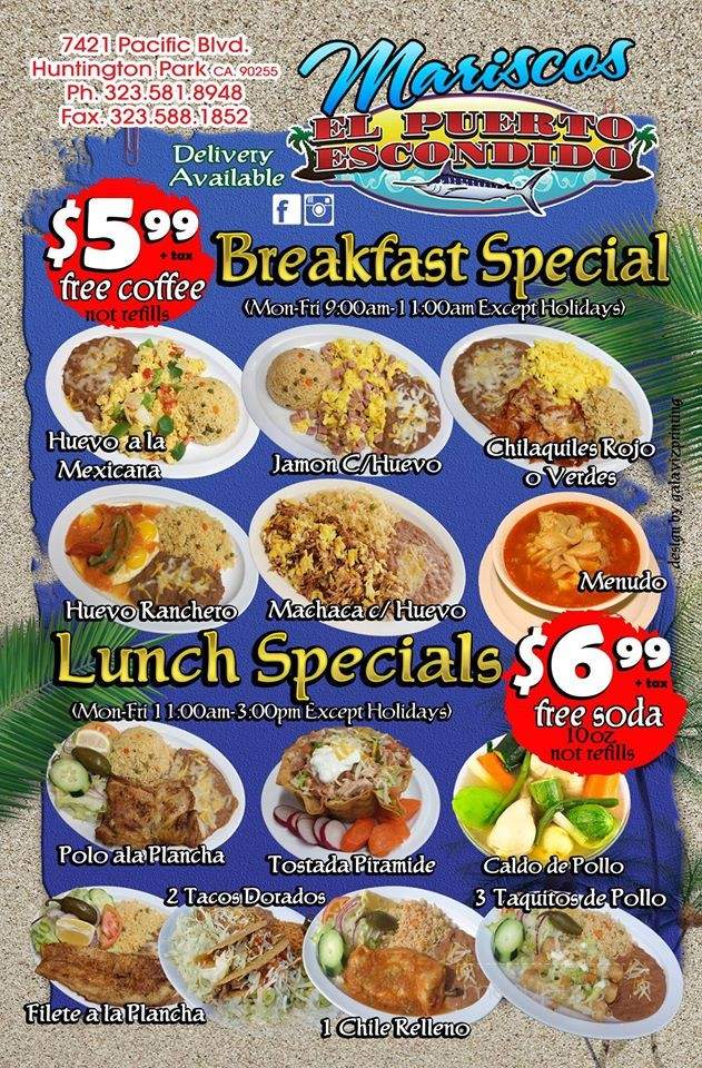 El Puerto Escondido - Huntington Park, CA menu_pic