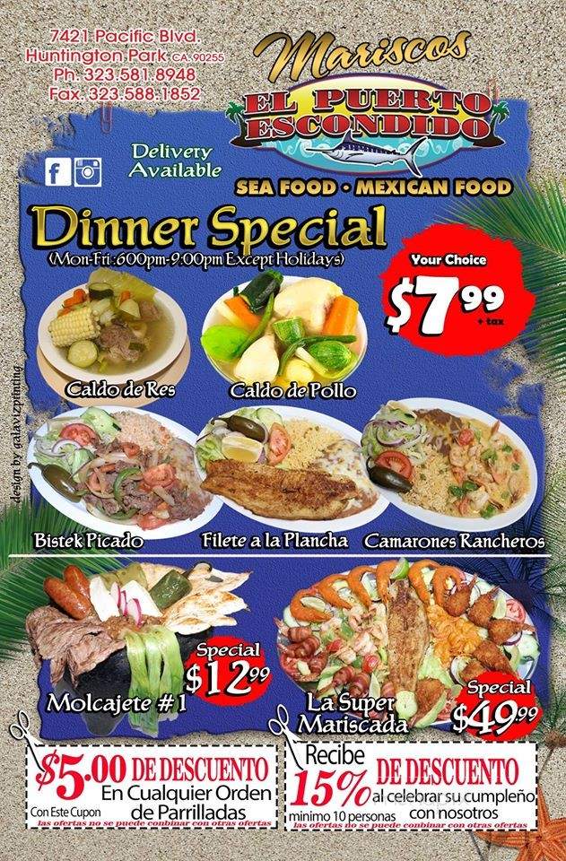 El Puerto Escondido - Huntington Park, CA menu_pic