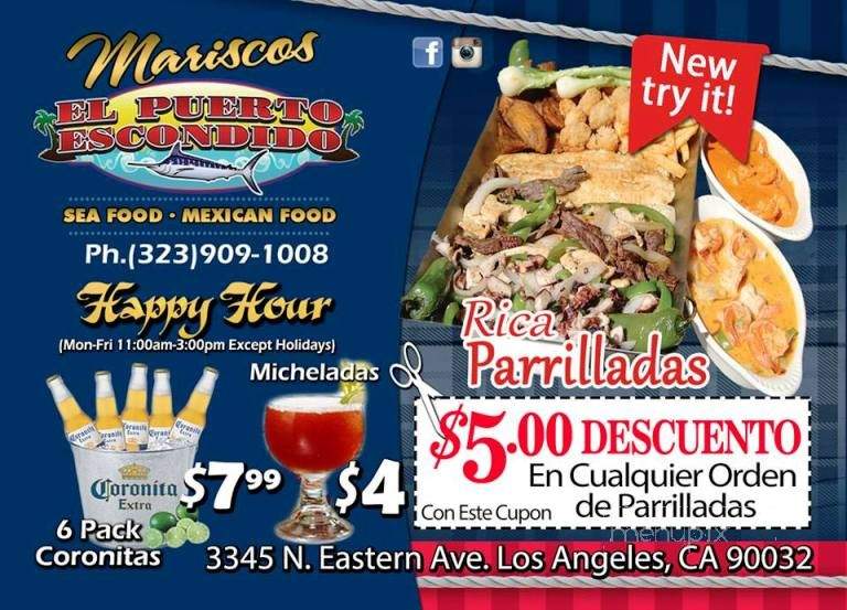 El Puerto Escondido - Huntington Park, CA menu_pic
