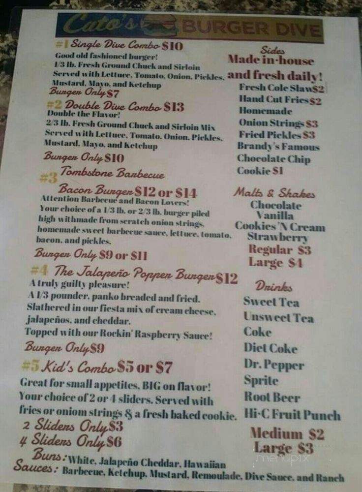 Cato's Burger Dive - Ruston, LA menu_pic